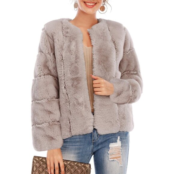 Fashion-Forward X-Large Women's Fuzzy Faux Fur Coat - Perfect for Winter Nights